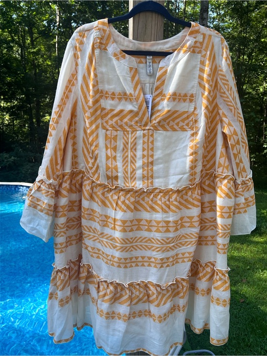 torrid Dresses & Skirts - torrid Yellow and Cream Tiered Boho Midi Dress
